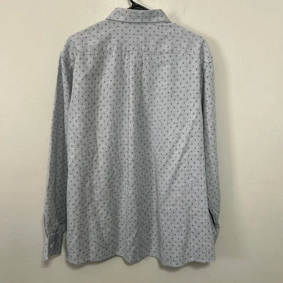 ROWM Mens Shirt XL Grey Button Down Herringbone Geometric Preppy Academia Office - Picture 2 of 10